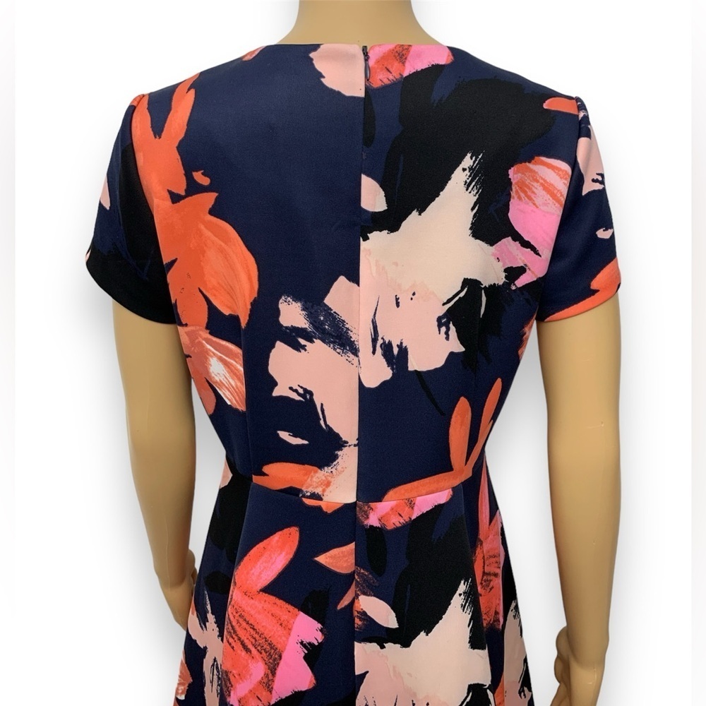 Vince Camuto Coral Pink Floral Flare Cocktail Mini Dress Women’s size 8P - Picture 7 of 12